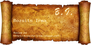 Bozsits Irma névjegykártya