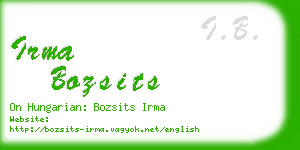 irma bozsits business card